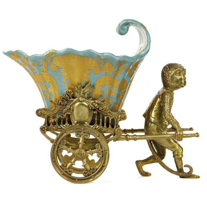 Чаша Monkey and Pale Blue Cart Голубой пастельный Бронза Чаша Monkey and Pale Blue Cart Голубой пастельный Бронза в Барнауле | Loft Concept