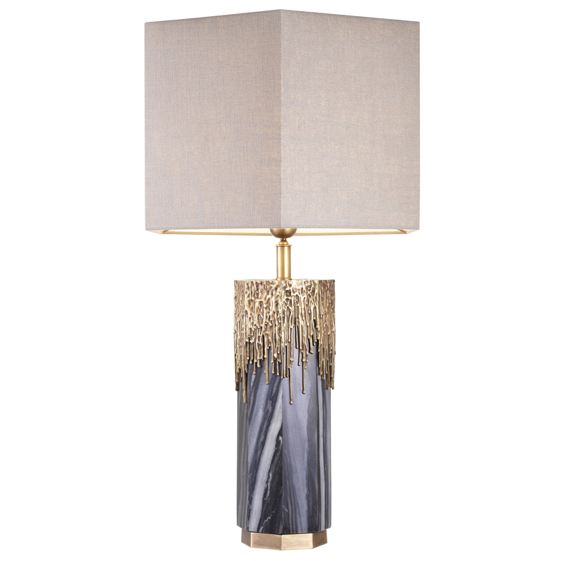 Настольная лампа Eichholtz Table Lamp Miller Серый Бежево-серый Винтажная латунь Настольная лампа Eichholtz Table Lamp Miller Серый Бежево-серый Винтажная латунь в Барнауле | Loft Concept