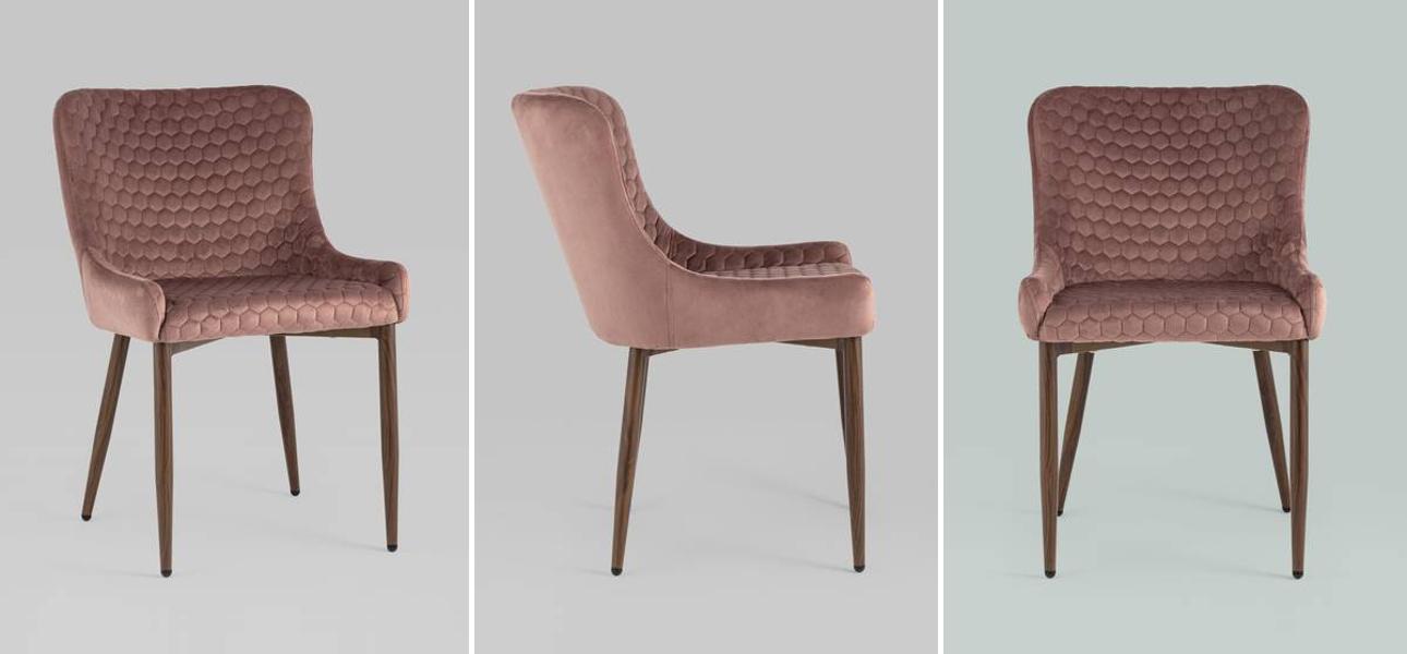 Стул Stitch Honey Chair Пыльно-Розовый Велюр - фото