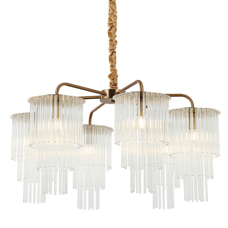 Люстра Harrison Chandelier gold 6 lamp Глянцевое золото Прозрачный в Барнауле | Loft Concept 