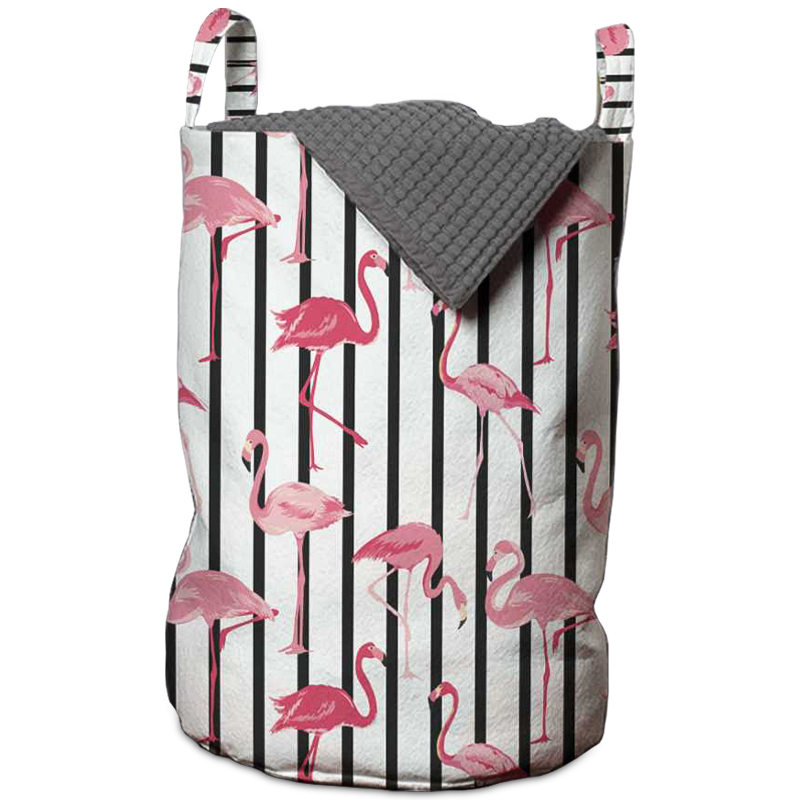 Корзина Flamingo Stripes Basket Черно-белый Розовый пастельный Корзина Flamingo Stripes Basket Черно-белый Розовый пастельный в Барнауле | Loft Concept