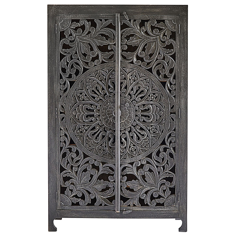 Шкаф Indian Antique White Furniture Cupboard Mistry серый Серый Шкаф Indian Antique White Furniture Cupboard Mistry серый Серый в Барнауле | Loft Concept