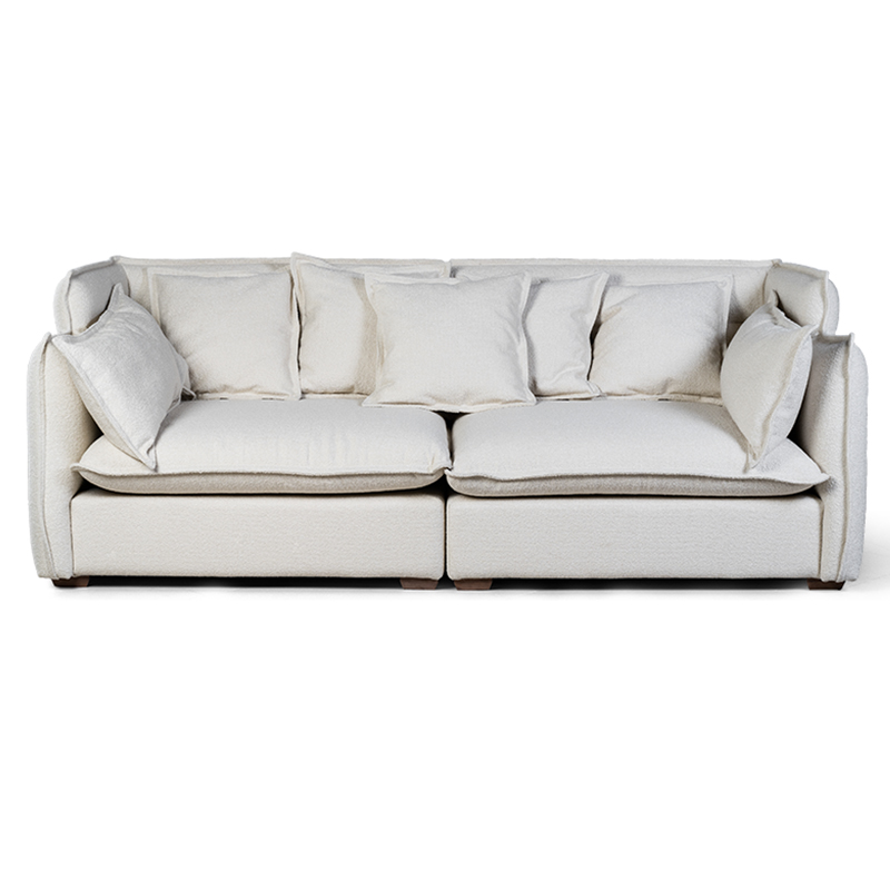 Диван с обивкой из ткани букле Salman Boucle White Sofa Белый Белый Диван с обивкой из ткани букле Salman Boucle White Sofa Белый Белый в Барнауле | Loft Concept