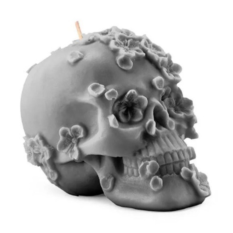 Свеча Gray Flowers Skull Серый Свеча Gray Flowers Skull Серый в Барнауле | Loft Concept