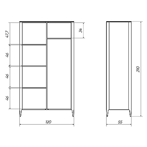 Шкаф двухстворчатый светло-серый Type в Барнауле
