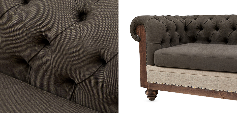 Диван Deconstructed Chesterfield Sofa triple Linen Brown - Loft-Concept в Барнауле