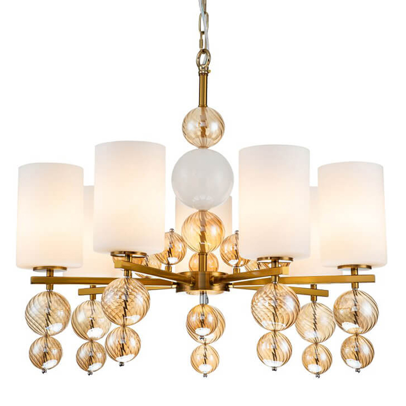 Люстра Blown Glass Balloons Chandelier 7 Латунь Белый Янтарный Люстра Blown Glass Balloons Chandelier 7 Латунь Белый Янтарный в Барнауле | Loft Concept