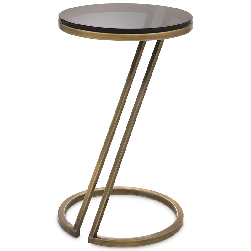 Приставной стол Eichholtz Side Table Falcone Brass Латунь Стекло Смок в Барнауле | Loft Concept 