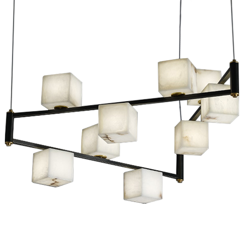 Люстра Marble Cubes Modern Light Chandelier 9 плафонов Белый Мрамор Bianco Черный Латунь Люстра Marble Cubes Modern Light Chandelier 9 плафонов Белый Мрамор Bianco Черный Латунь в Барнауле | Loft Concept