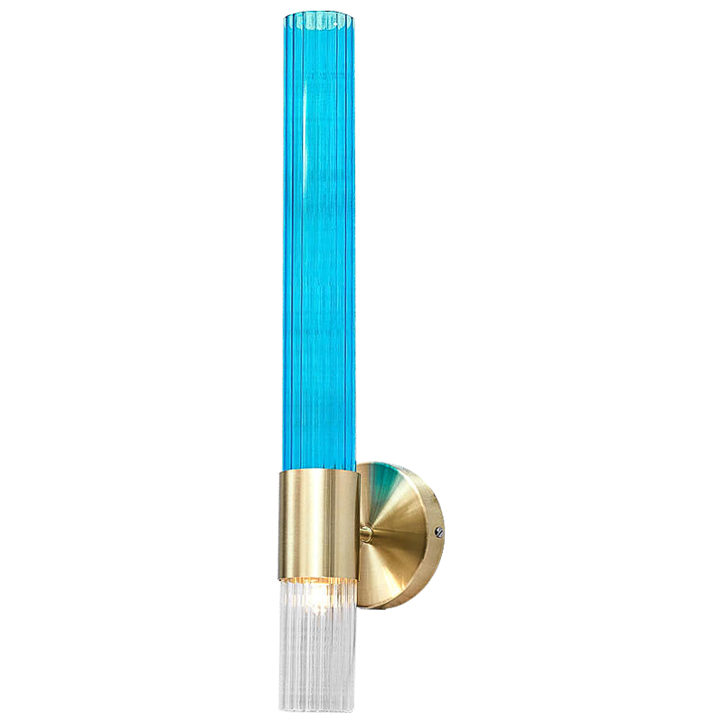 Бра Lucia Tube Sconce Прозрачный Глянцевое золото Голубой в Барнауле | Loft Concept 