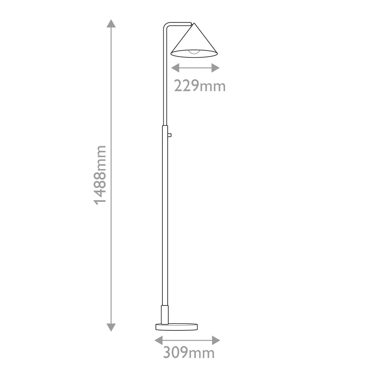 Торшер золотого цвета с плафоном в форме конуса и тонкой высокой стойкой на круглом основании Alora Mood в Барнауле