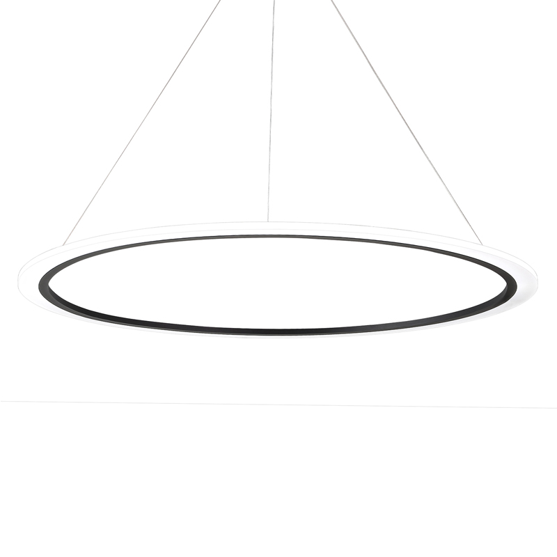 Люстра подвесная светодиодная кольцевая черного цвета Ring Horizontal Черный Белый в Барнауле | Loft Concept 
