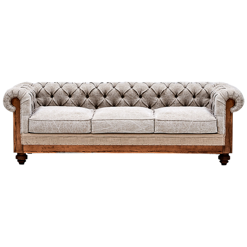 Диван Deconstructed Chesterfield Sofa Triple Gray Серый Бежевый Коричневый Диван Deconstructed Chesterfield Sofa Triple Gray Серый Бежевый Коричневый в Барнауле | Loft Concept