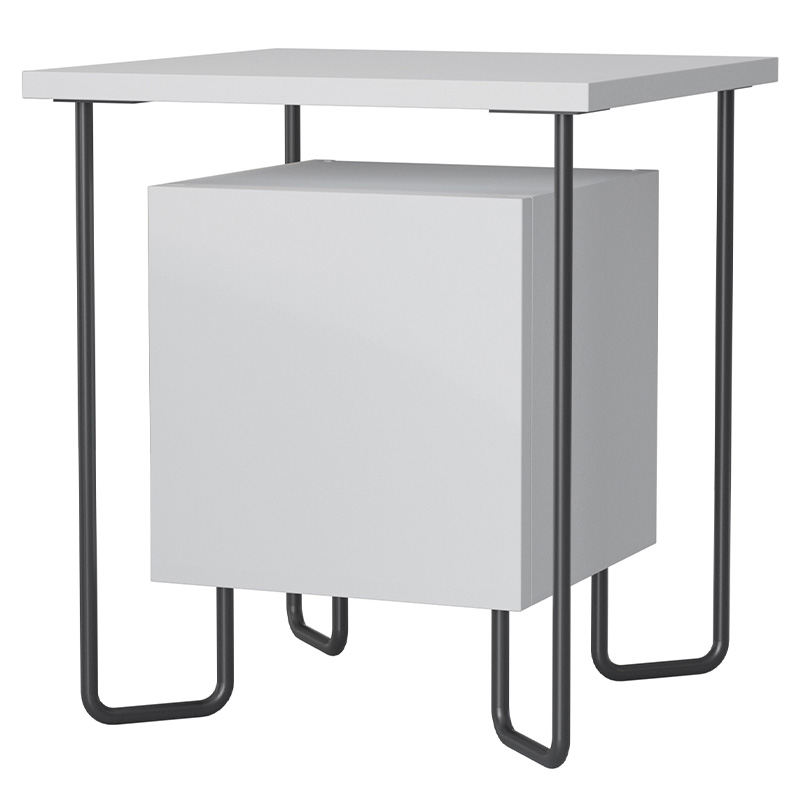 Прикроватная тумба белого цвета с дверцей ACRES NIGHTSTAND WHITE Белый Черный Прикроватная тумба белого цвета с дверцей ACRES NIGHTSTAND WHITE Белый Черный в Барнауле | Loft Concept