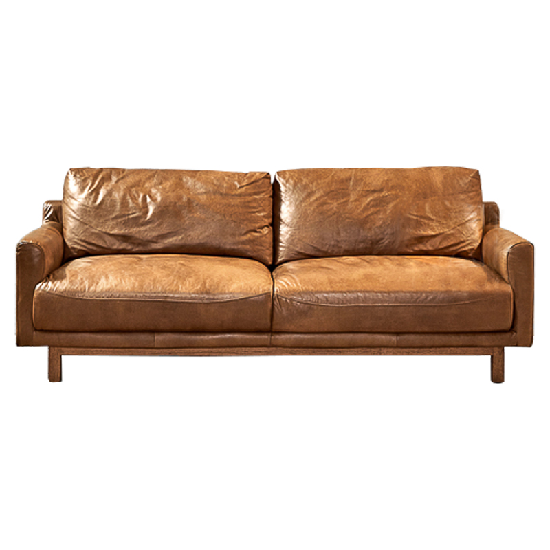 Диван Caramel Leather & Wood Triple Sofa Карамель Диван Caramel Leather & Wood Triple Sofa Карамель в Барнауле | Loft Concept