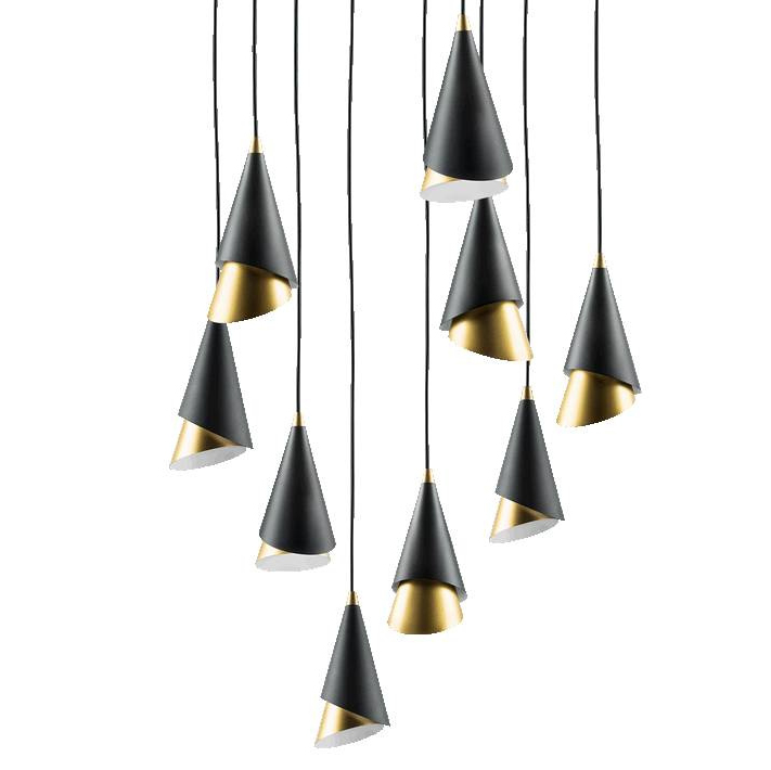 Люстра Lucio Black and Gold 9 Черный Золотой в Барнауле | Loft Concept 
