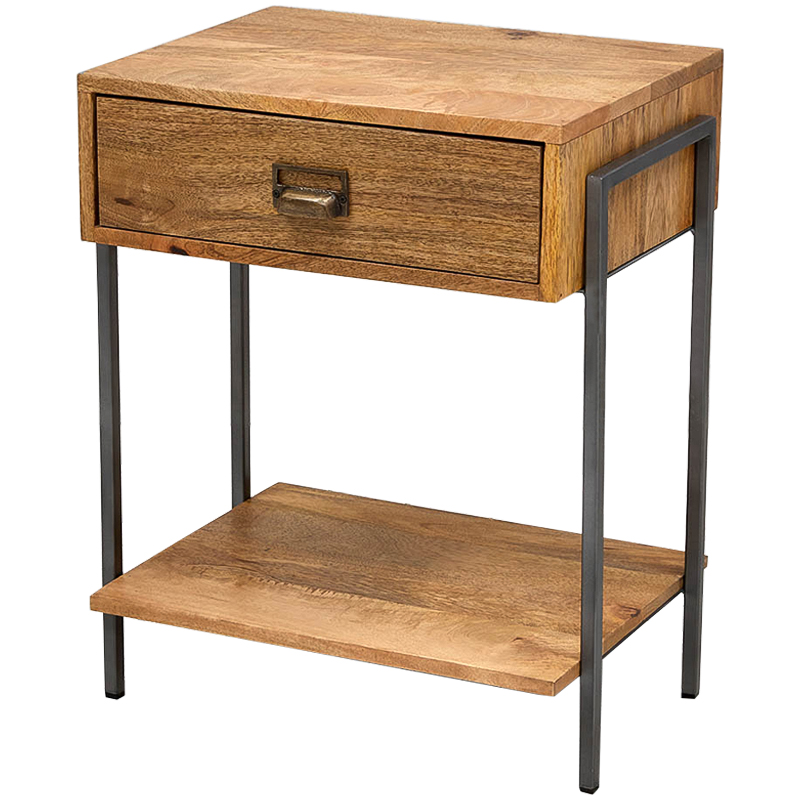 Тумбочка Dewi Loft Nightstand Древесина Латунь Черный в Барнауле | Loft Concept 