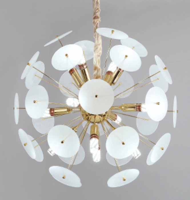 Люстра Sputnik Glass Lenz White Chandelier Золотой Белый в Барнауле | Loft Concept 