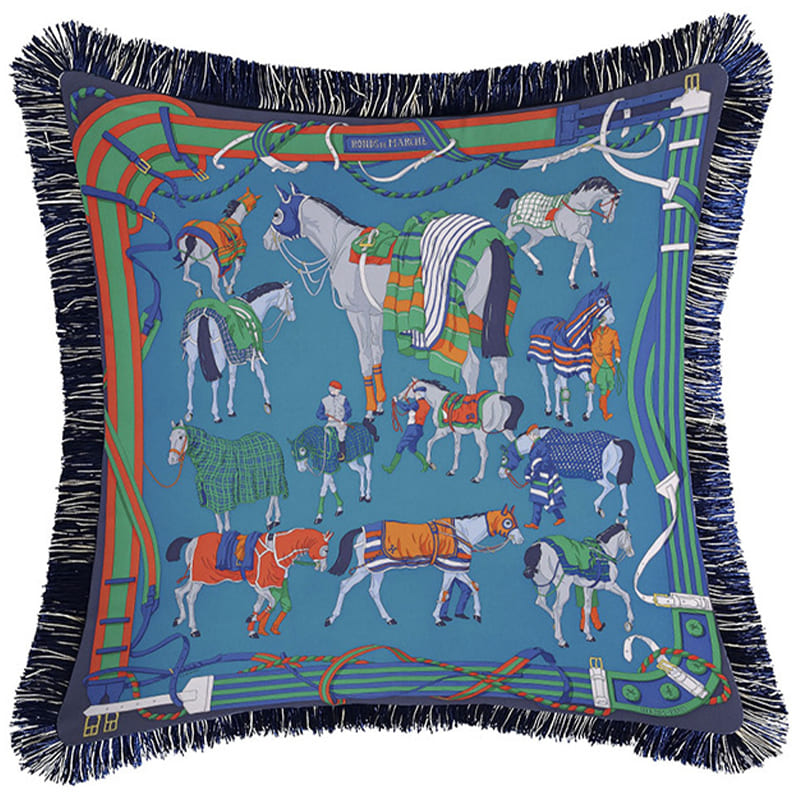 Декоративная подушка Hermes Horses Turquoise 130 Бирюзовый Мульти Декоративная подушка Hermes Horses Turquoise 130 Бирюзовый Мульти в Барнауле | Loft Concept