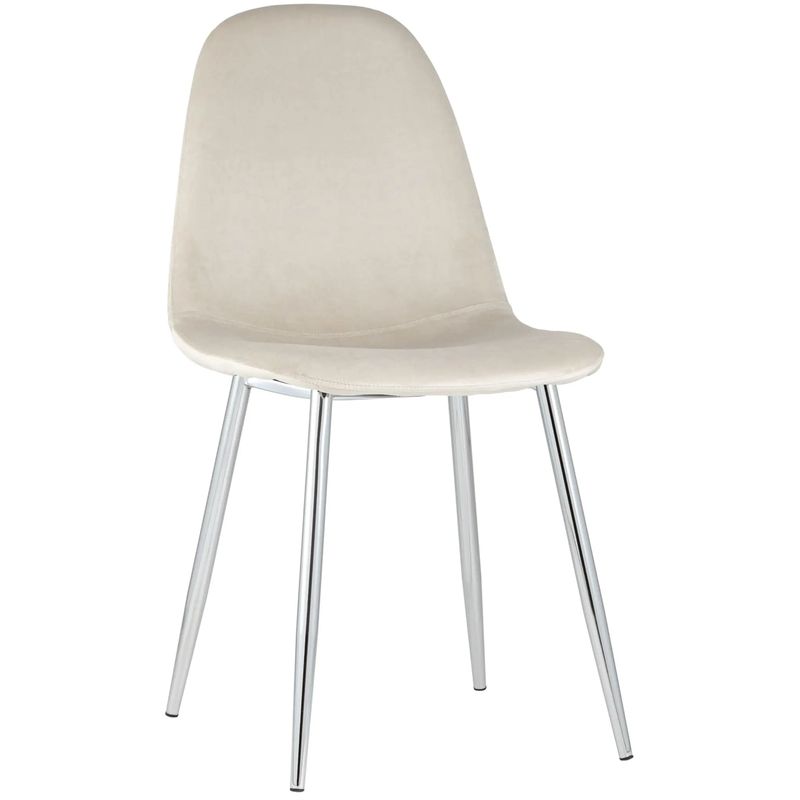 Стул Archie Chair Молочный Велюр Хромированные ножки Молочный Серебряный Стул Archie Chair Молочный Велюр Хромированные ножки Молочный Серебряный в Барнауле | Loft Concept