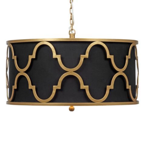 Люстра Black Shade Gold Quatrefoil Overlay Drum Pendant Черный в Барнауле | Loft Concept 