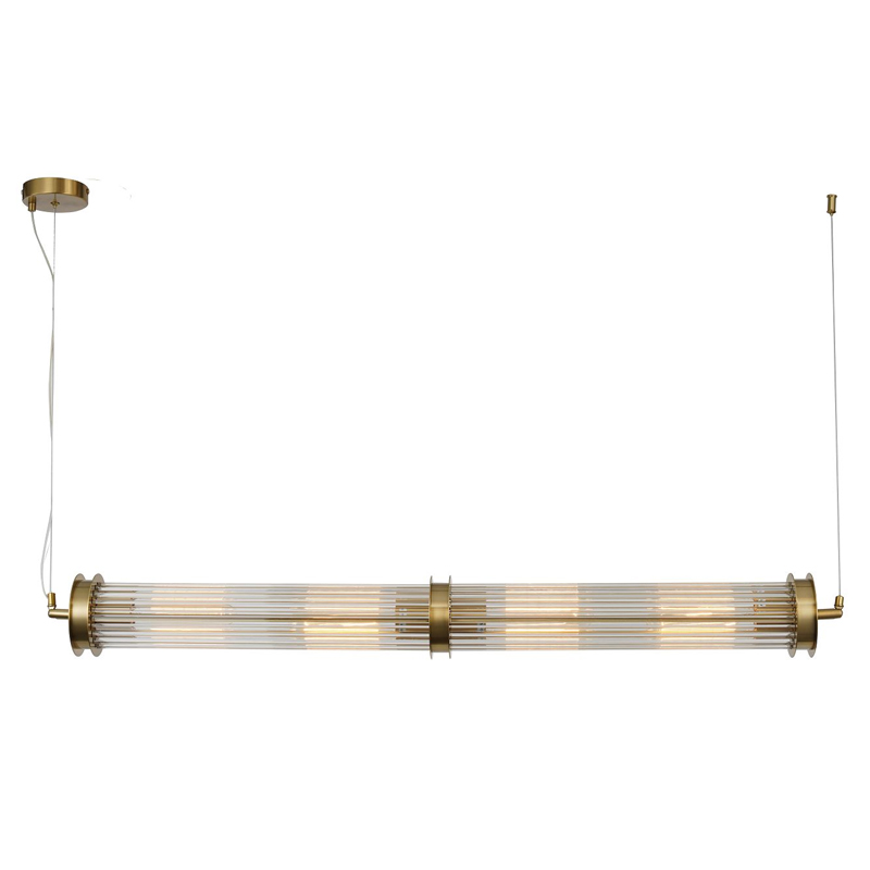 Люстра с рифленым плафоном Glass Tube Brass Латунь Прозрачный Люстра с рифленым плафоном Glass Tube Brass Латунь Прозрачный в Барнауле | Loft Concept