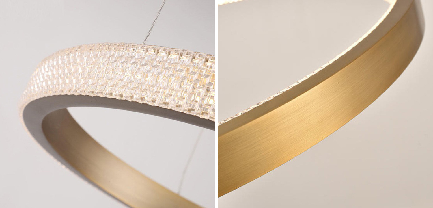 Люстра композиция из пяти колец Five Round Horizontal Rings Brass Chandelier - фото