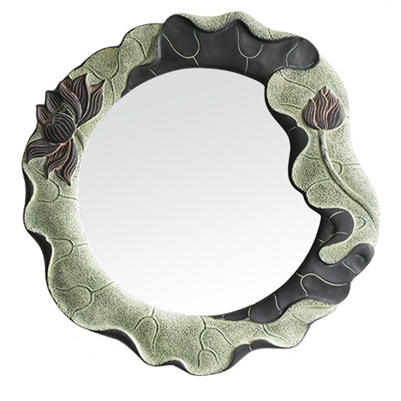Зеркало Mirror Lotus Flowers circle Графит Зеленый шалфей Зеркало Mirror Lotus Flowers circle Графит Зеленый шалфей в Барнауле | Loft Concept