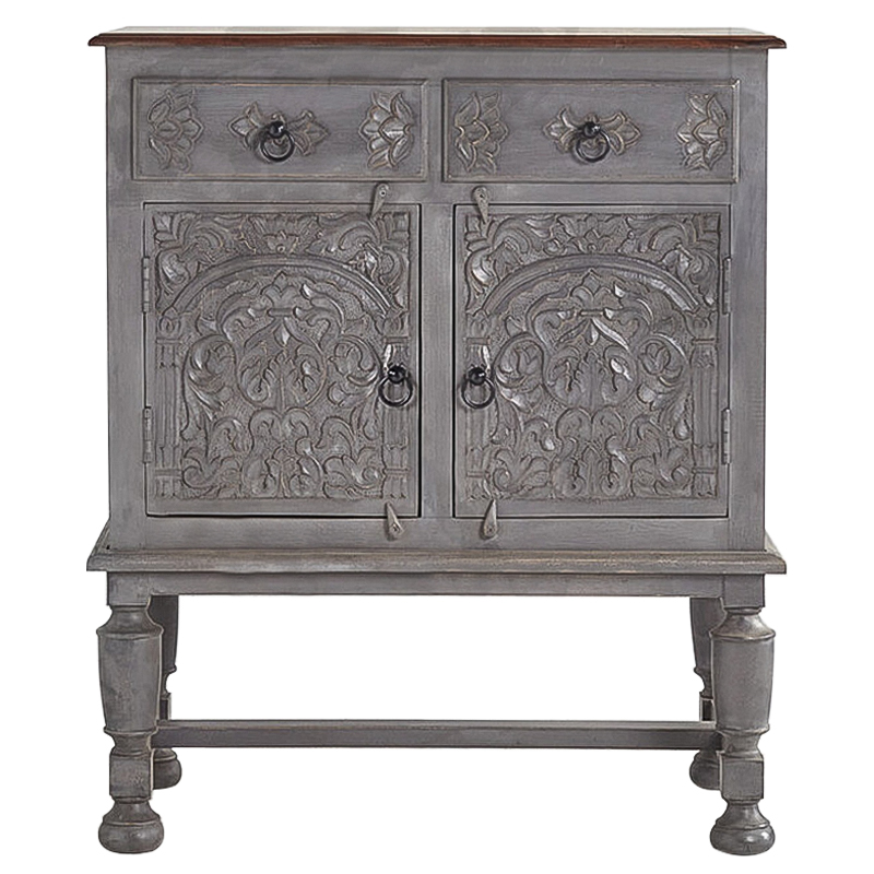 Комод Indian Antique White Furniture Chest of Drawers Amit серый Серый Коричневый Комод Indian Antique White Furniture Chest of Drawers Amit серый Серый Коричневый в Барнауле | Loft Concept