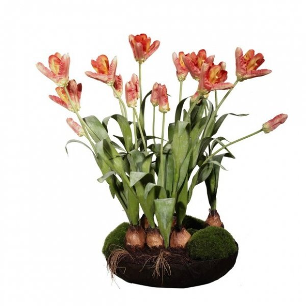 Декоративный искусственный цветок Orange Tulips Зеленый Оранжевый Декоративный искусственный цветок Orange Tulips Зеленый Оранжевый в Барнауле | Loft Concept
