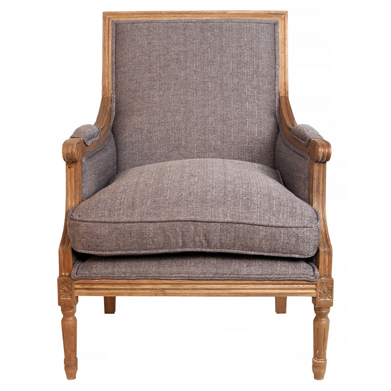 Кресло William Classical Armchair grey flax Серый Коричневый Кресло William Classical Armchair grey flax Серый Коричневый в Барнауле | Loft Concept