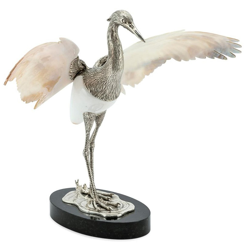 Статуэтка Abhika Heron Shell Wings Белый перламутровый Перламутровый Серебряный Черный Статуэтка Abhika Heron Shell Wings Белый перламутровый Перламутровый Серебряный Черный в Барнауле | Loft Concept