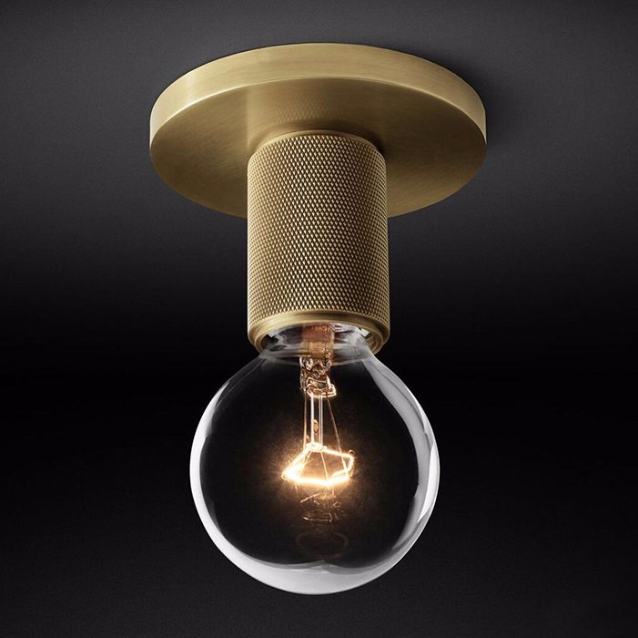 Потолочный светильник RH Utilitaire Socket Flushmount Brass Латунь Потолочный светильник RH Utilitaire Socket Flushmount Brass Латунь в Барнауле | Loft Concept