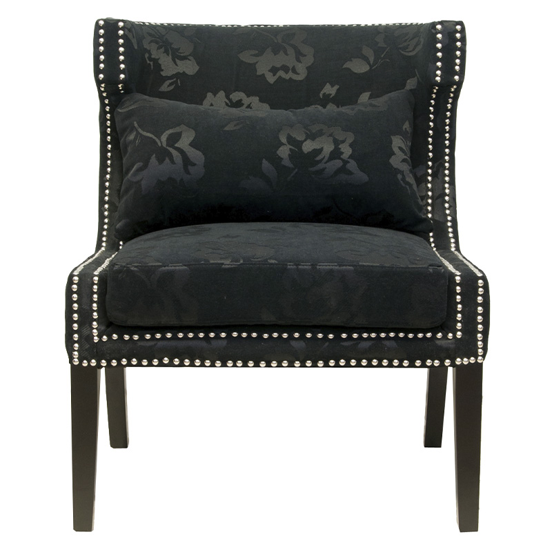 Полукресло с мягкой обивкой из жаккарда на 4-х ножках из массива березы Baroque Armchair black Черный Полукресло с мягкой обивкой из жаккарда на 4-х ножках из массива березы Baroque Armchair black Черный в Барнауле | Loft Concept