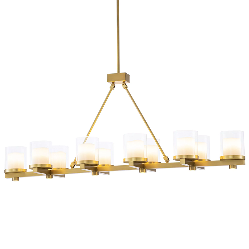 Люстра Eichholtz Chandelier Donovan Brass Латунь Белый Прозрачное Стекло в Барнауле | Loft Concept 