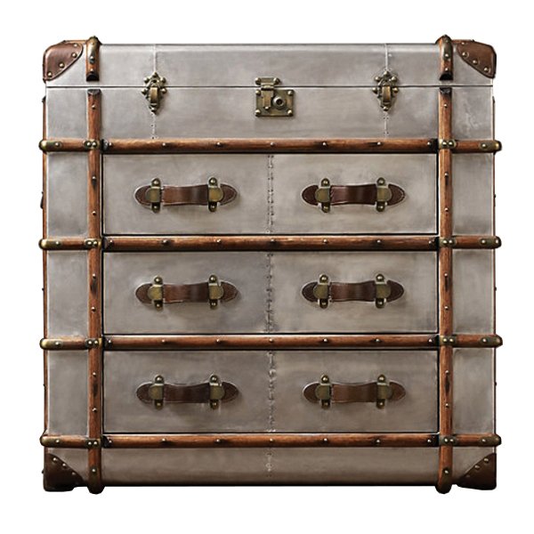 Комод в стиле Лофт RH Richards Polished Aluminum Trunks Chest Алюминий Коричневый винтаж в Барнауле | Loft Concept 