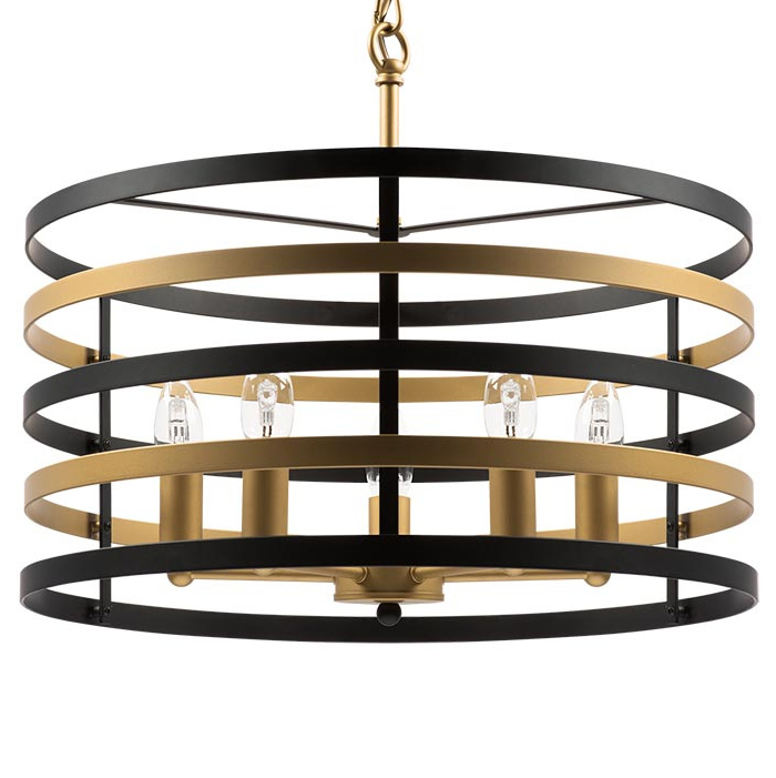 Люстра Gold Stripes Chandelier 5 Черный Золотой Люстра Gold Stripes Chandelier 5 Черный Золотой в Барнауле | Loft Concept
