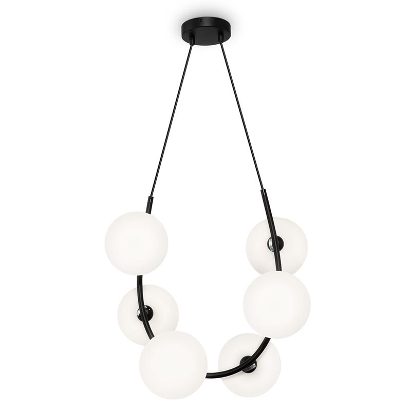 Люстра Marcan 6 Ball Chandelier Black Черный Белый в Барнауле | Loft Concept 