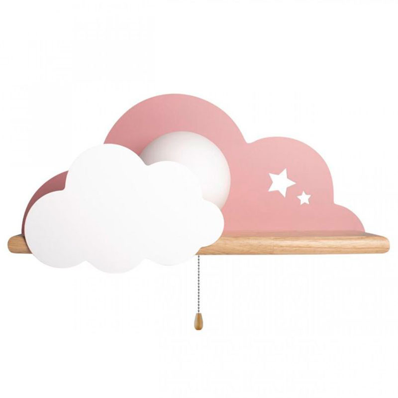 Бра с деревянной полкой розовое Облако Wall Lamp Pink Cloud Розовый пастельный Древесина Бра с деревянной полкой розовое Облако Wall Lamp Pink Cloud Розовый пастельный Древесина в Барнауле | Loft Concept