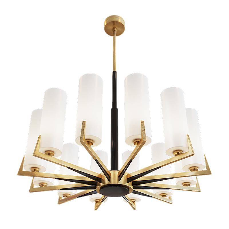 Люстра из латуни на 12 ламп Brass Candle  Латунь Белый Черный в Барнауле | Loft Concept 
