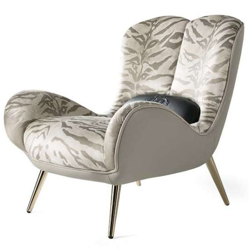 Дизайнерское Кресло Tifnit Armchairs стиль Roberto Cavalli III Серый Бежево-серый Глянцевое золото Дизайнерское Кресло Tifnit Armchairs стиль Roberto Cavalli III Серый Бежево-серый Глянцевое золото в Барнауле | Loft Concept