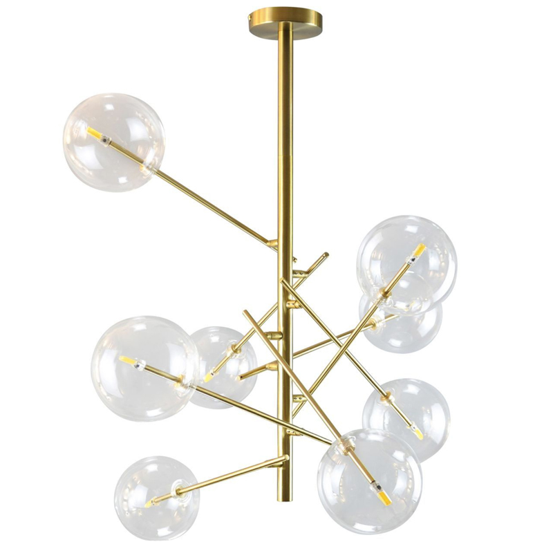 Люстра Gallotti & Radice Bolle Рanging Lamp 8 плафонов Золотой Прозрачный (Transparent) Люстра Gallotti & Radice Bolle Рanging Lamp 8 плафонов Золотой Прозрачный (Transparent) в Барнауле | Loft Concept