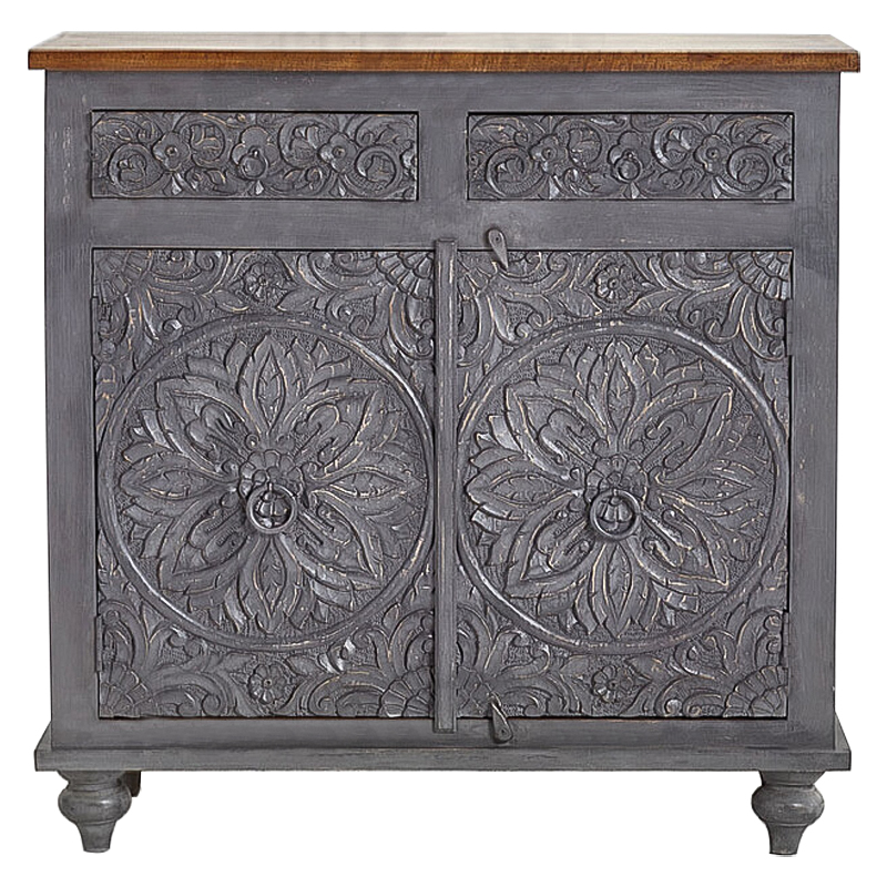 Комод Indian Antique White Furniture Chest of Drawers Kara серый Серый Коричневый Комод Indian Antique White Furniture Chest of Drawers Kara серый Серый Коричневый в Барнауле | Loft Concept