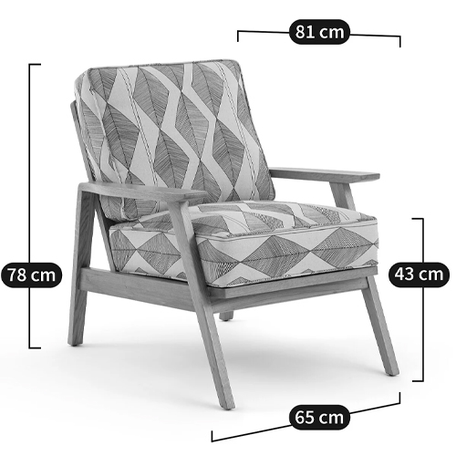 Кресло с каркасом из массива дуба Deniaud Oak Rhombus Beige Armchair в Барнауле