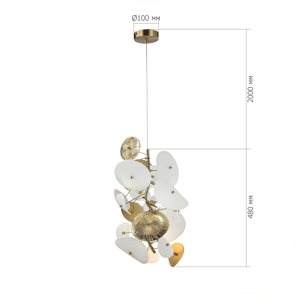 Подвесной светильник с белыми и золотистыми цветами Dahlia Flowers Lamp в Барнауле