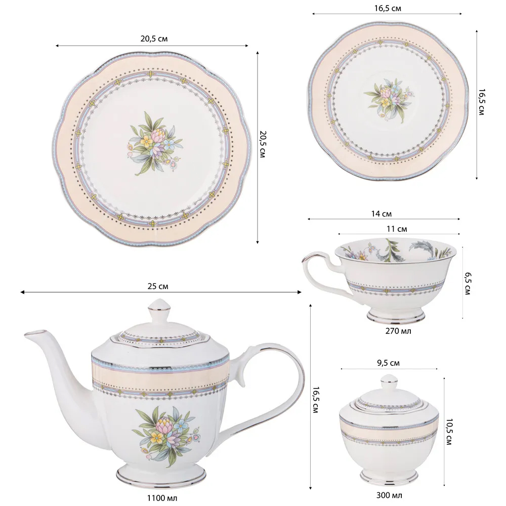 Чайный сервиз из фарфора на 6 персон 20 предметов Tea Flower Set Чайный сервиз из фарфора на 6 персон 20 предметов Tea Flower Set в Барнауле
