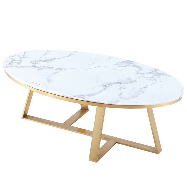 Кофейный стол Marble Oval Table Латунь Белый Кофейный стол Marble Oval Table Латунь Белый в Барнауле | Loft Concept