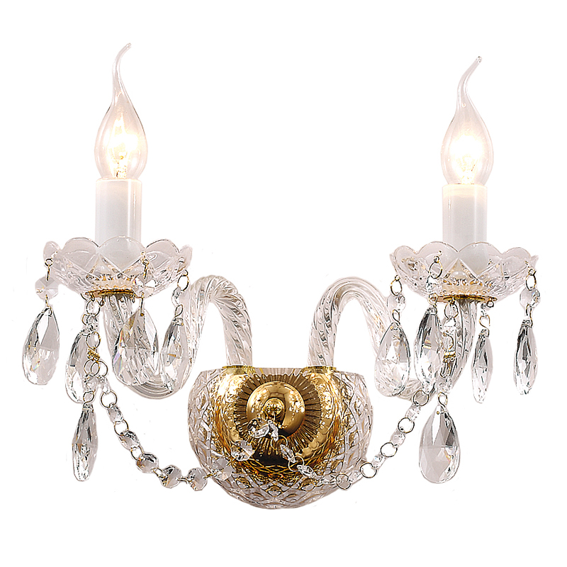 Бра Melisa Sconce Double Глянцевое золото Прозрачный Бра Melisa Sconce Double Глянцевое золото Прозрачный в Барнауле | Loft Concept