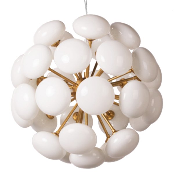 Люстра Mid-Century Sputnik Milk Glass Chandelier Золотой Прозрачный белый в Барнауле | Loft Concept 