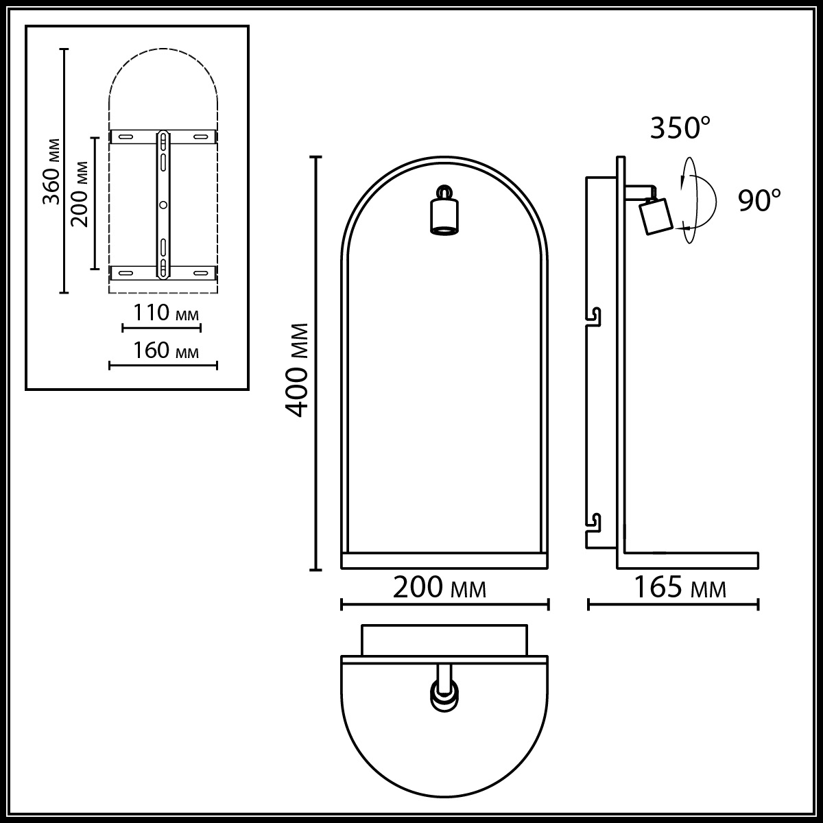 Настенный светильник зеленого цвета с черной рамкой овальной формы с полкой Herbarium  в Барнауле